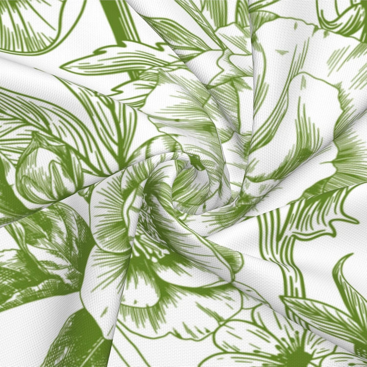 HOSTECCO Waterproof Outdoor Throw Pillow Covers 20x20 Set of 2 Toile Floral Accent Pillow Cases Chinoiserie Green Flower Decorative Cushion Covers for Patio Furniture Garden