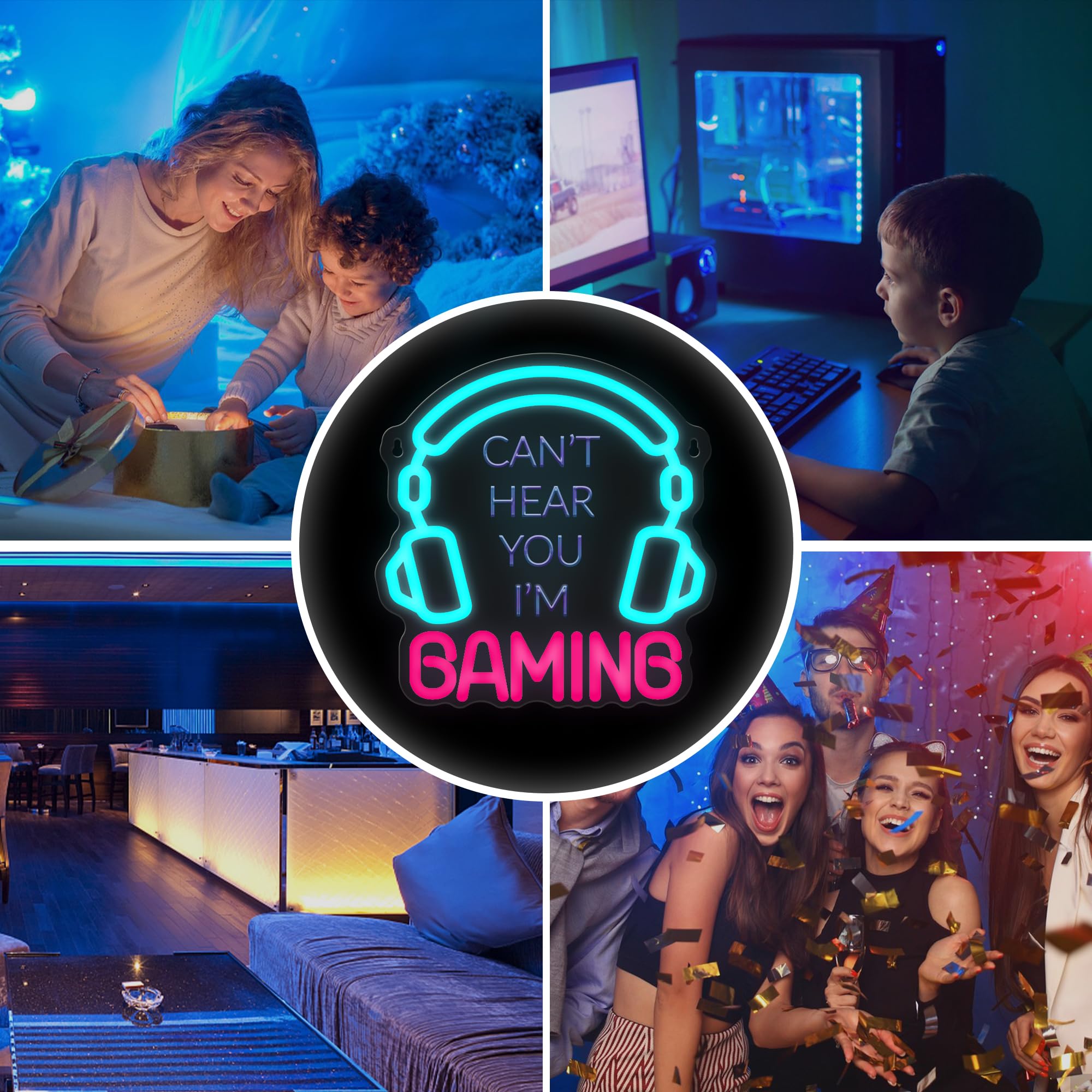 YuanDian Cuffie da gioco con segno neon, non ti sentono, io sono gioco LED neon luci per sala giochi, decorazione da parete per ragazzi e adolescenti