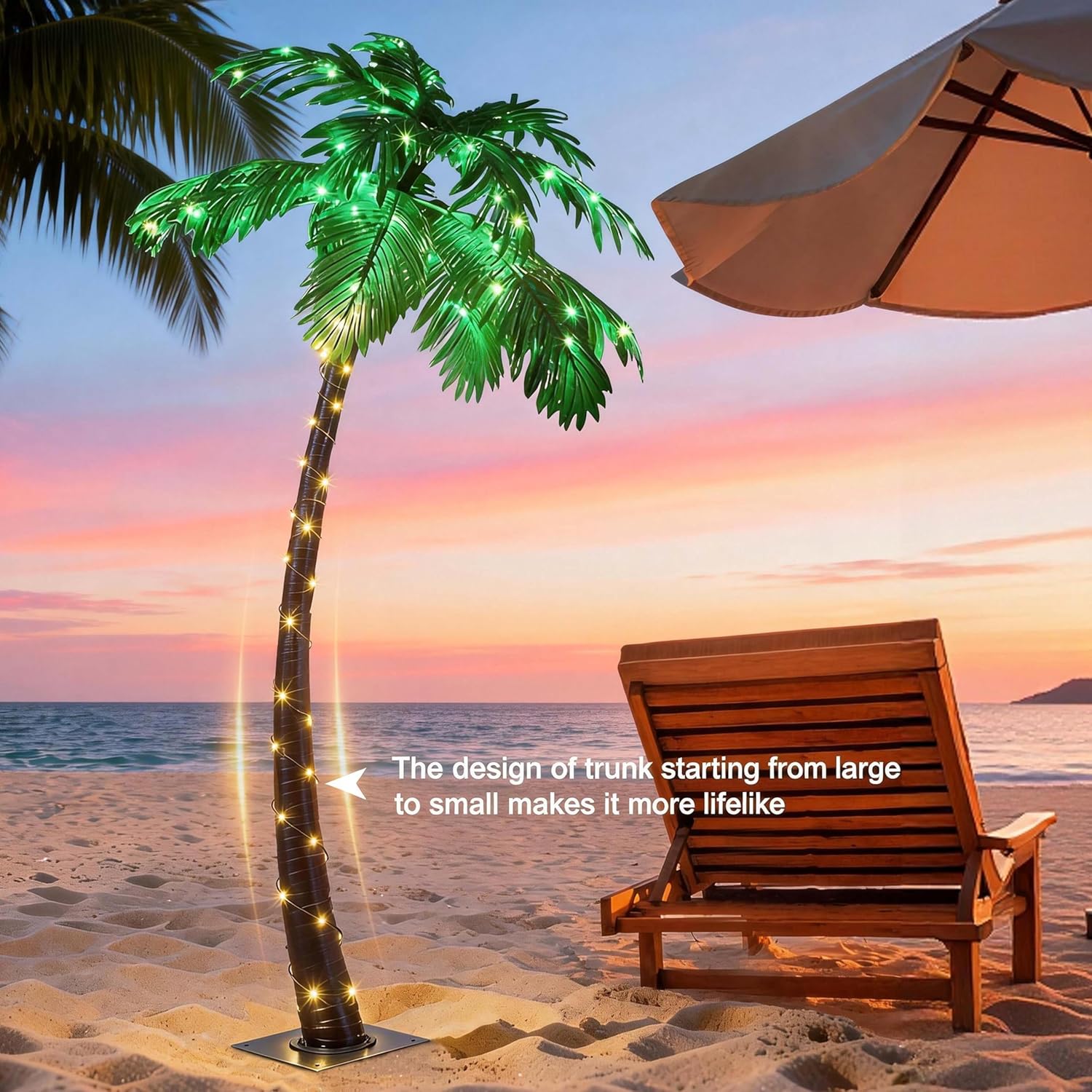 Lightshare 5 Feet Palm Tree 96LED Lights Artificial Fake Tree Decoration for Tiki Bar Outside Patio Porch Pool Christmas Nativity