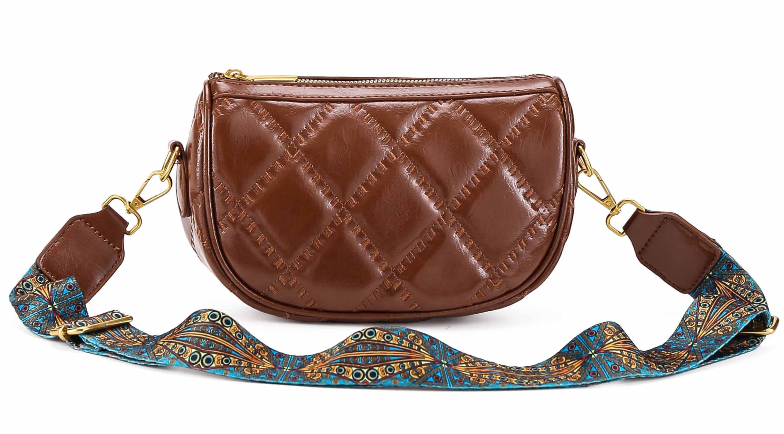 Diva Dale Quilted Crossbody Bag for Women, Adjustable Strap, Zipper Closure (Brown) (B0D9YM37SX) Amazon Price History, Amazon Price Tracker