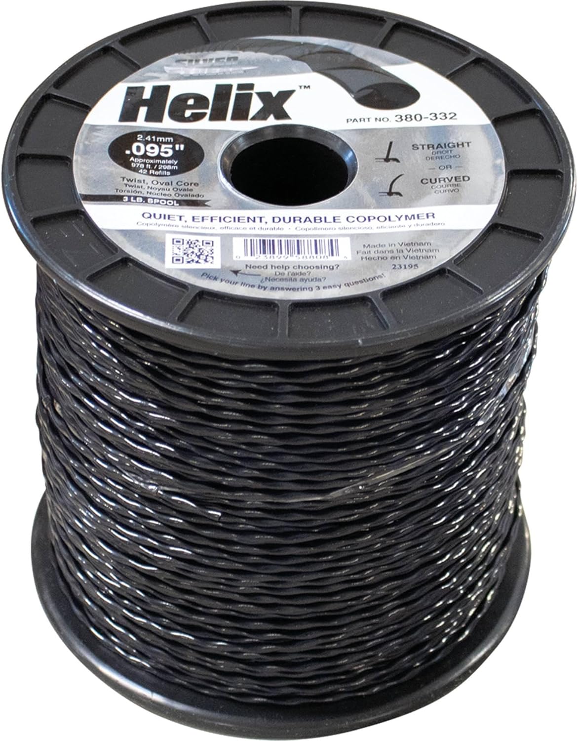 Rareelectrical Trimmer Line Compatible With Echo Stihl Husqvarna String Trimmer Weed Eater Edger Lawn Care Replacement Helix 0.095 In Diameter Twist Black Durable Copolymer 3 Lb Branded Spool 978 Ft