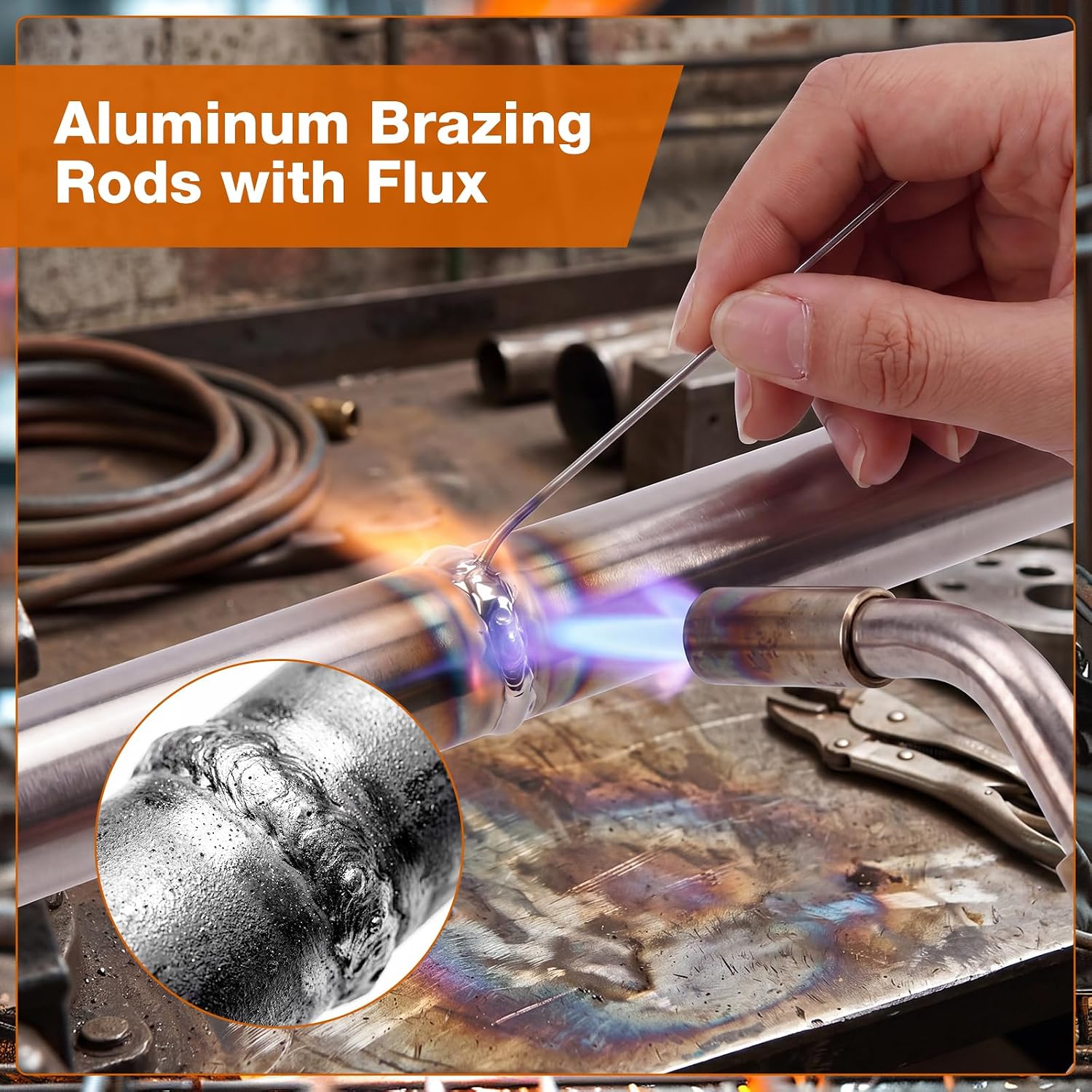 100 Pack 1/13'' x 13'' Aluminum Brazing Rods, No Flux Required, Aluminum Welding Rods for Propane Torch