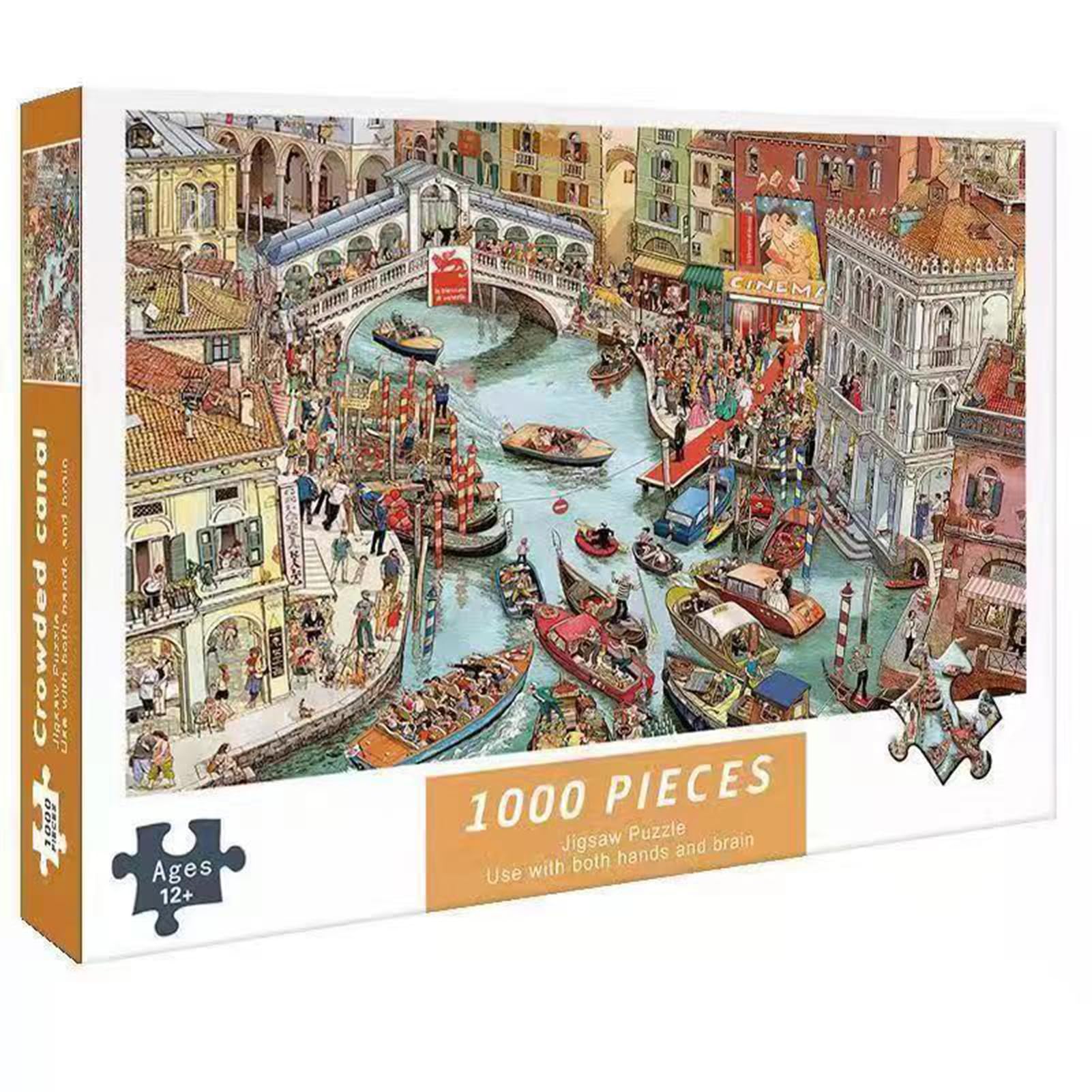 Tuzsocr Jigsaw Puzzles 1000 Pieces for Adults,Family Activity Jigsaw Puzzles Educational Games,for Adults & Kids Age 12 Years Up (Crowded Canal)