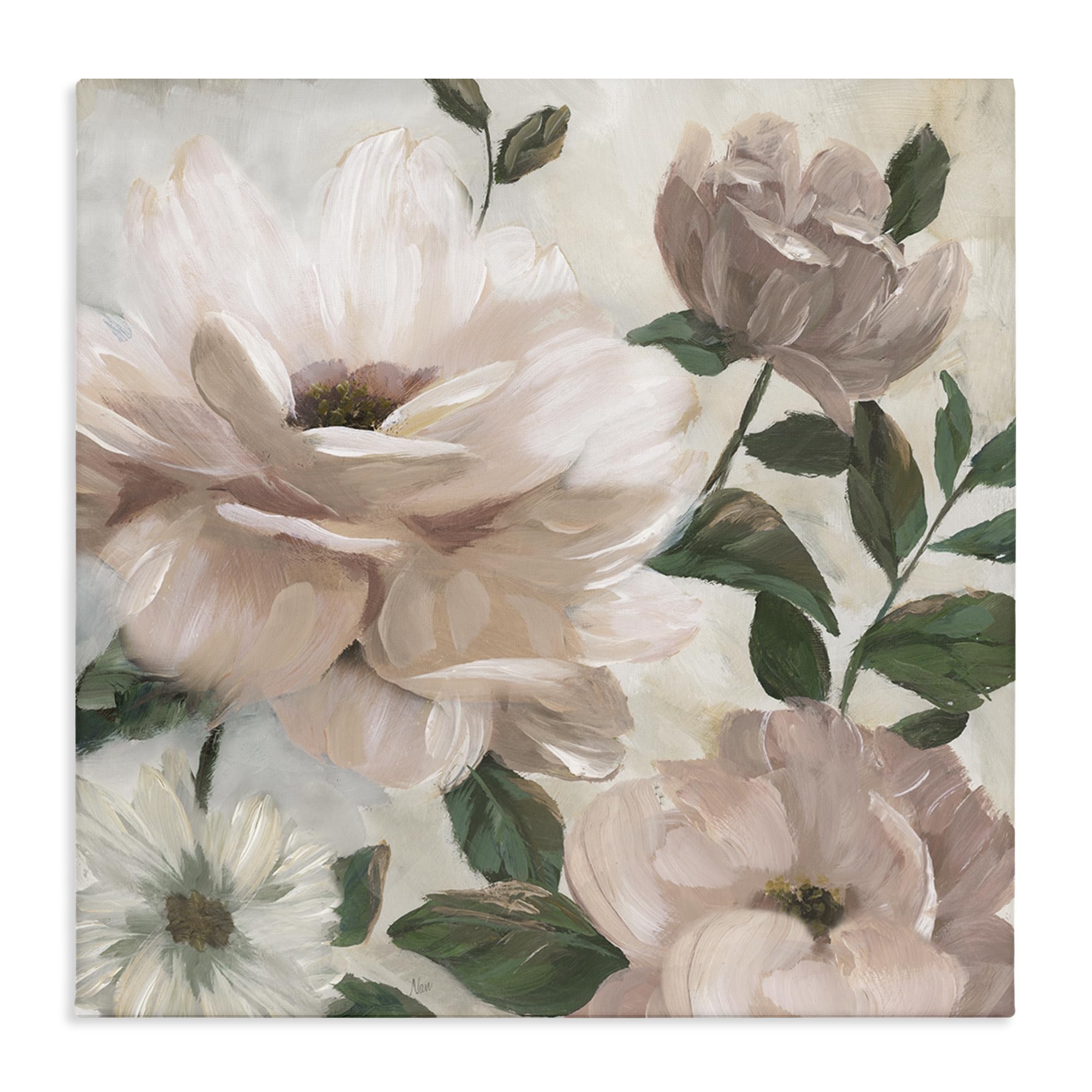 Stupell Industries Unframed Peonies And Leaves Floral, 24 X 24 Inch Canvas Wall Art