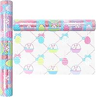 Vista 4 de AnapoliZ Rollo de celofán de Pascua 100 pies de largo x 16 pulgadas de ancho de 2.3 mil de grosor, transparente, diseño de papel de regalo