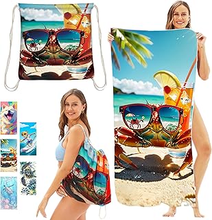 Strandtuch Mikrofaser Handtuch Badetuch - 140x70 cm Strandtücher Schnelltrocknend Strandhandtuch Groß, (Krabbe)