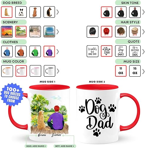 Miniatura 9 de 4GiftSake - Taza de café personalizada con diseño de perro, mamá, niña, amor, té - Taza de cerámica personalizada con imagen conmovedora de mascotas