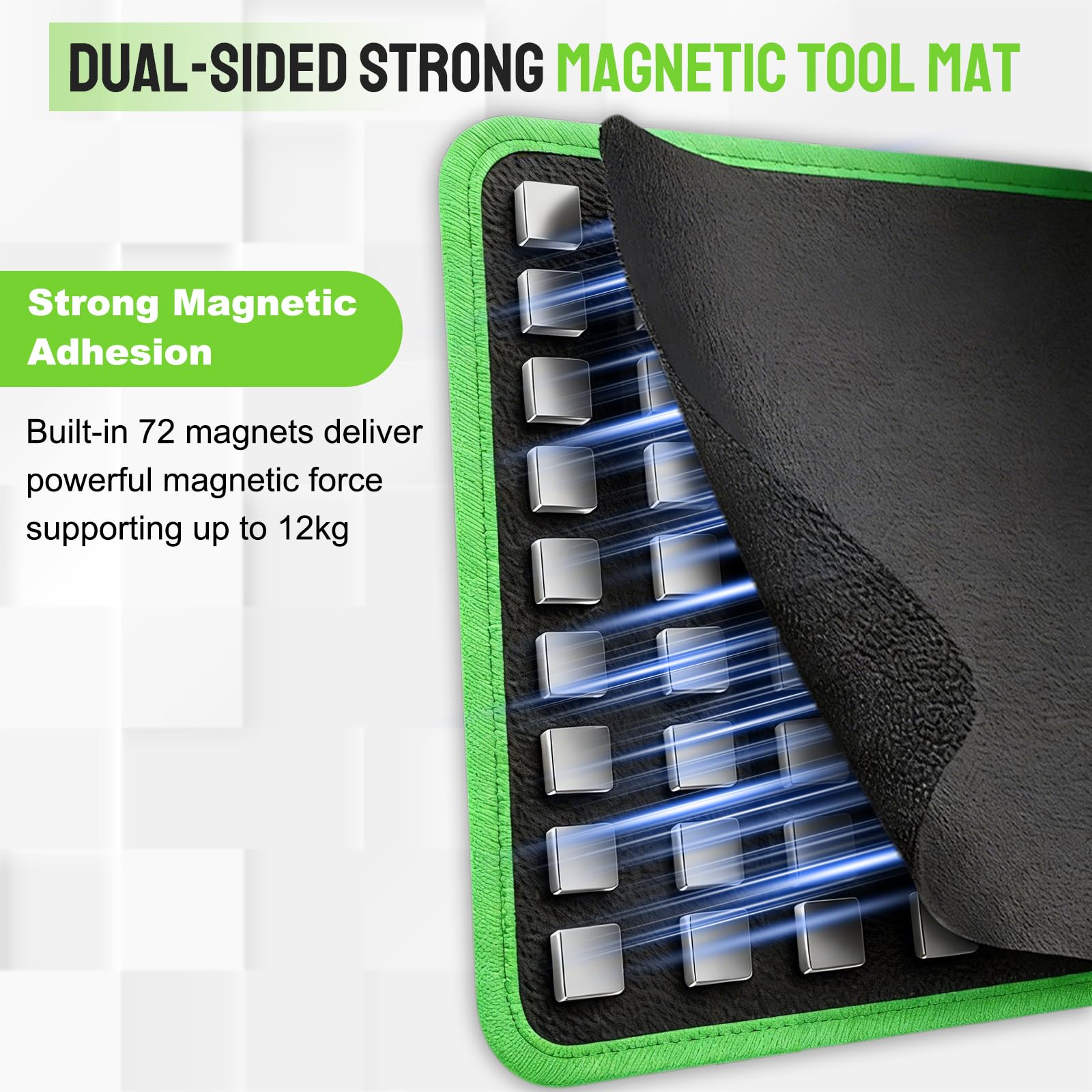 Tappetino magnetico in PVC, resistente tappetino magnetico per attrezzi, tappetino magnetico per viti, dadi, rondelle, utensile magnetico per officine, garage, riparazione auto, 32,5 x 24,5 cm