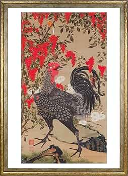 Amazon.co.jp: ポスター 伊藤若冲 (南天雄鶏図) A3サイズ インテリア