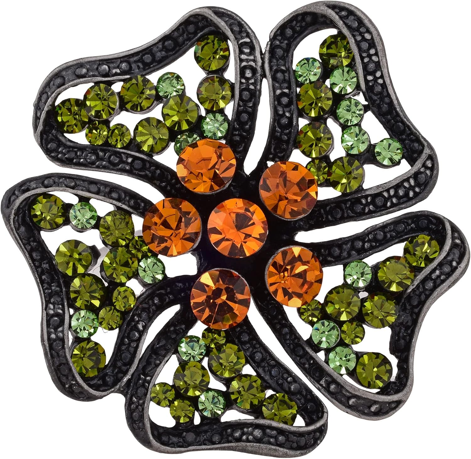 Lisa Hsieh Bohemian Antic Silver Rhinestone Flower Brooch