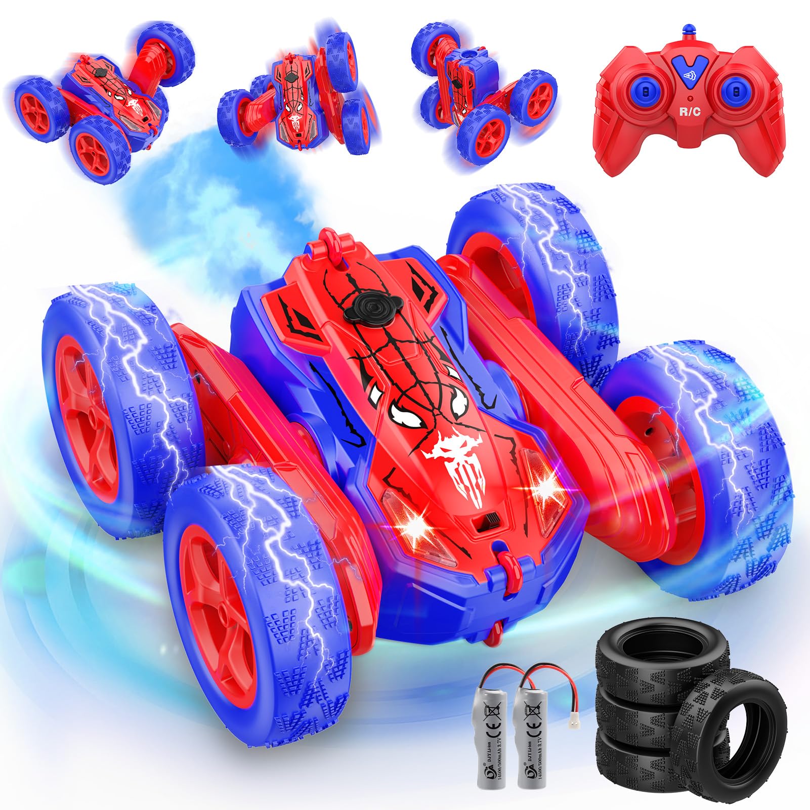 Voiture Télécommandée Amphibie Requin 4WD - 360° Rotation LED - Pour Enfants 3-12 Ans - Cadeau Noël