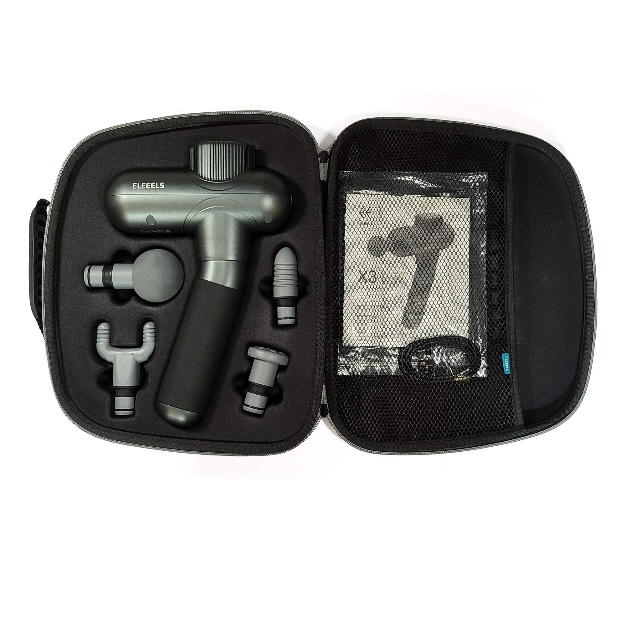 Pistolet do masażu X3, maks. 3200 obr./min, port ładowania USB-C, urządzenie do masażu karku, pleców i ramion, 4 poziomy prędkości, bezprzewodowy, ergonomiczny, do ponownego ładowania, czarny