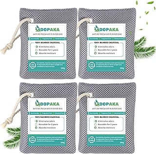 Nature Fresh Air Purifier Bags, Activated Charcoal Air Purifying Bag,Moisture Absorber,odor eliminator,Natural Car Air Freshener,Shoe Deodorizer,Odor Eliminators For Home, Pet, Closet (200g*4)