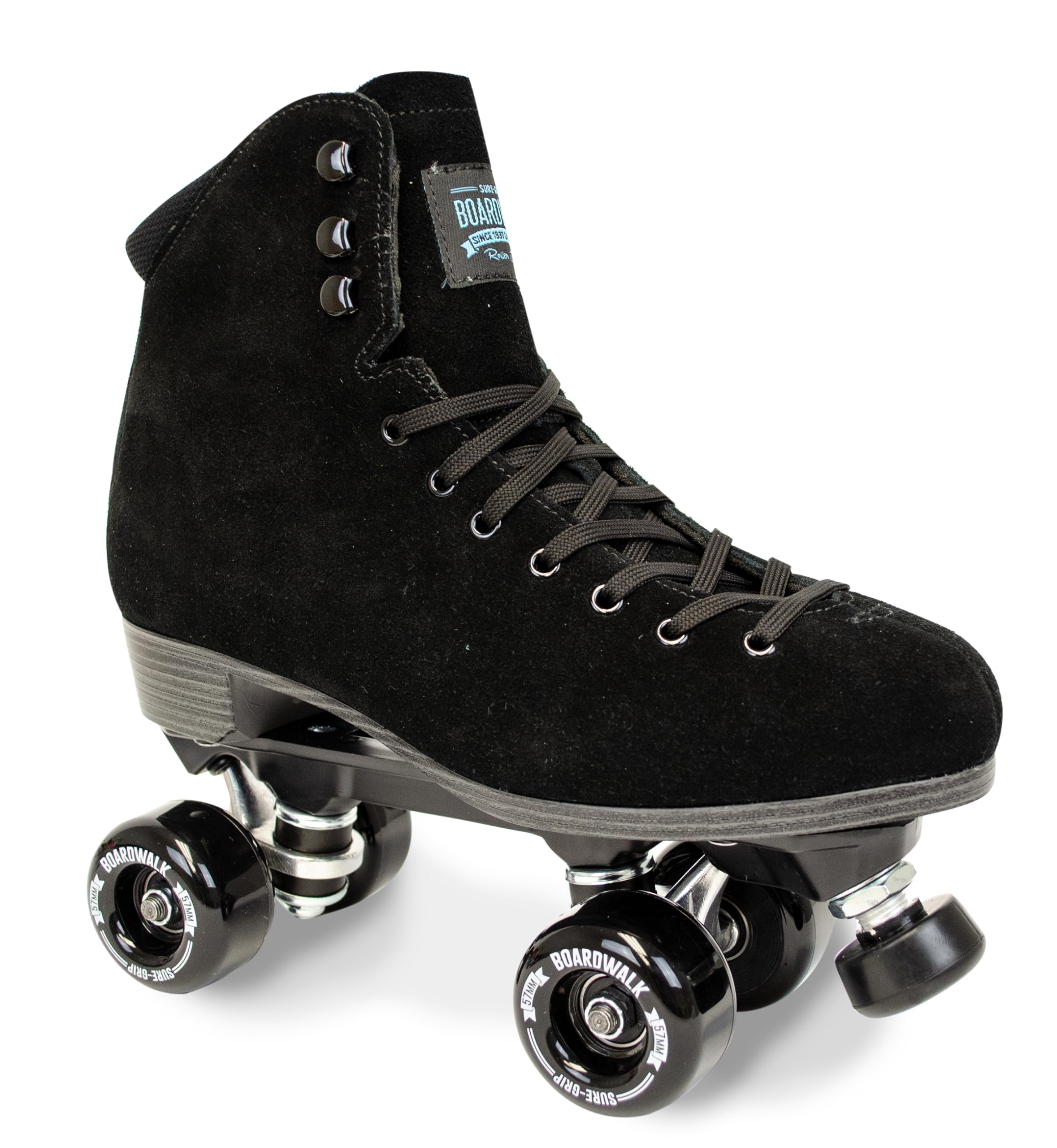 Sure-GripBoardwalk Unisex Outdoor Roller Skates - Retro Boots with Suede Leather & Rubber - ABEC 3 Bearings & Aluminum Trucks - Boardwalk 82A Outdoor Wheels