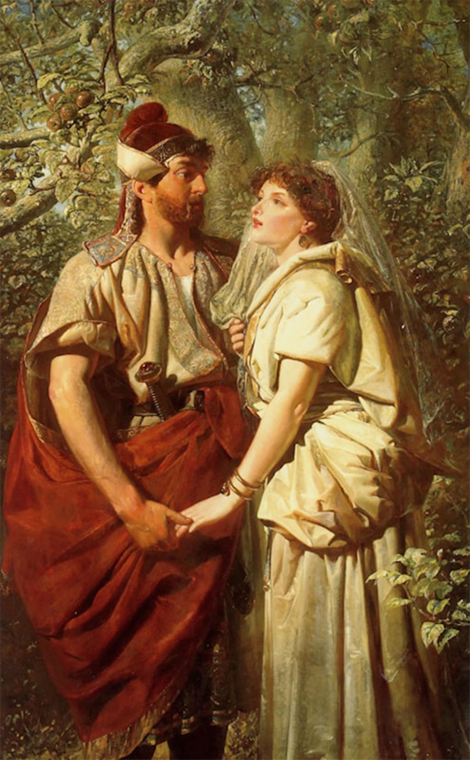 POSTERIIk Famous Modern Artwork Art Mural Troilus and Cressida in the Garden of Pandarus by Edward Henry Corbould Oil Paintings Pictures for Home Decor 60x90cm