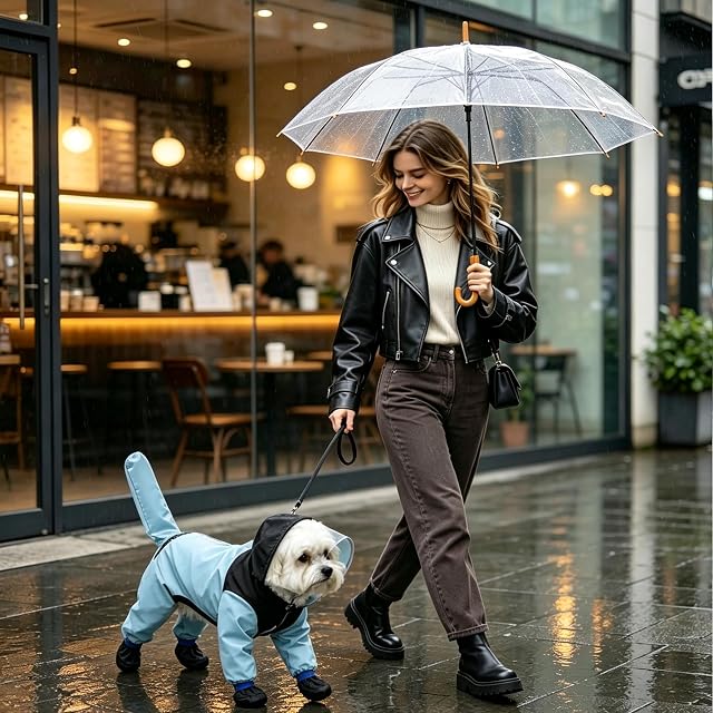 Foto 2 de 6 de PETCUTE Chubasquero para Perros con Capucha,Ajustable Impermeables para Perros con Banda Reflectante,Cuatro…