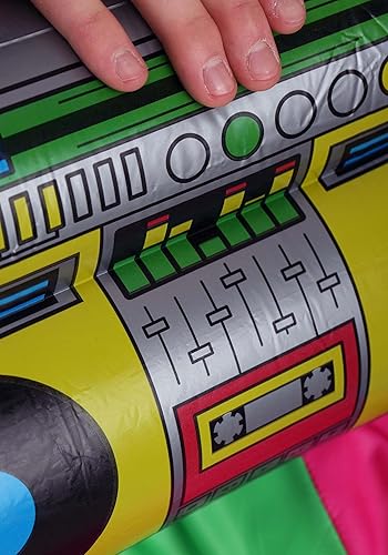 Miniatura 5 de Fun Costumes Accesorio inflable para disfraz de Boombox de los años 80, Boombox, controles impresos, altavoces, color gris