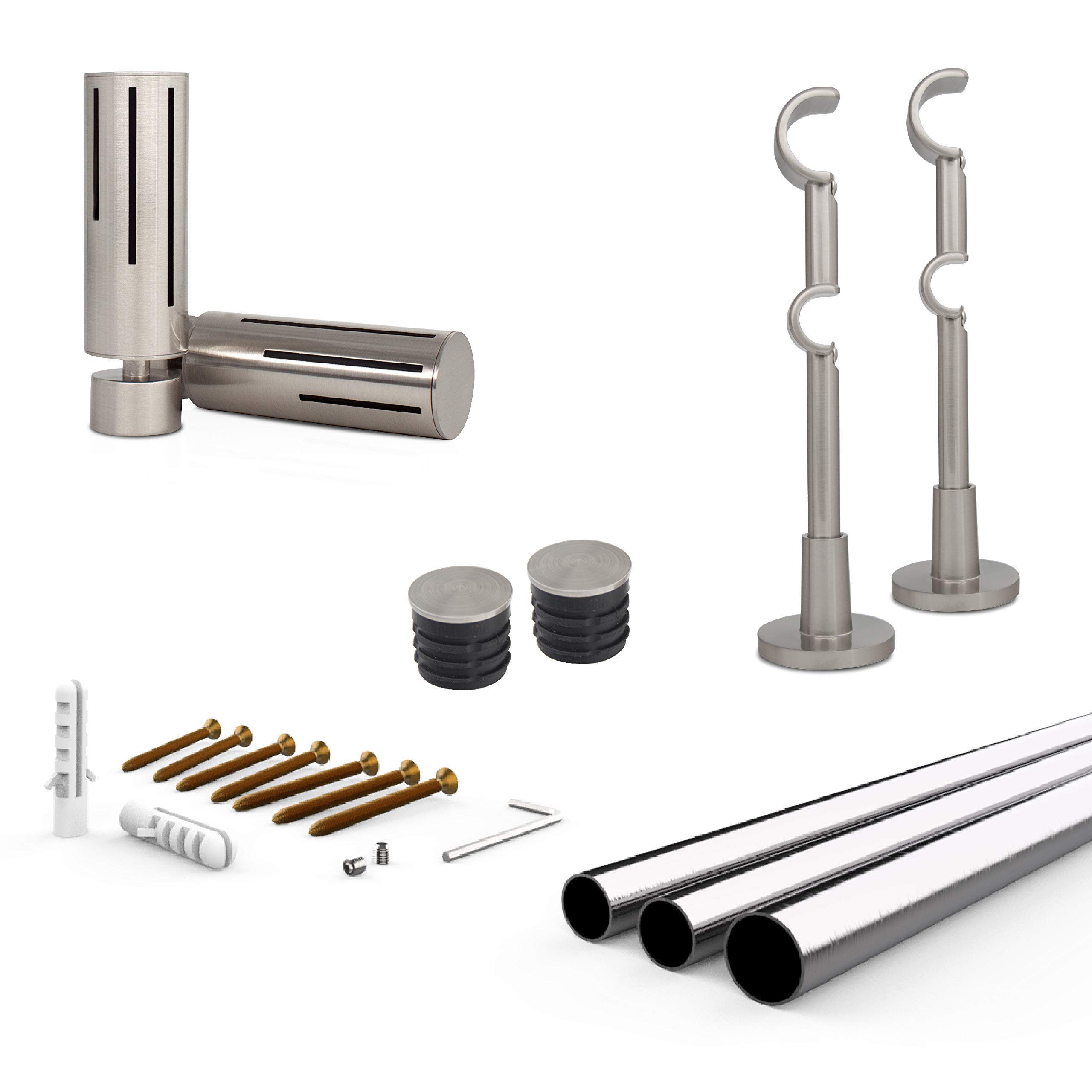 GCurtain Kit Tringle à Rideau Double Diamètre 16-19mm (5/8"-3/4