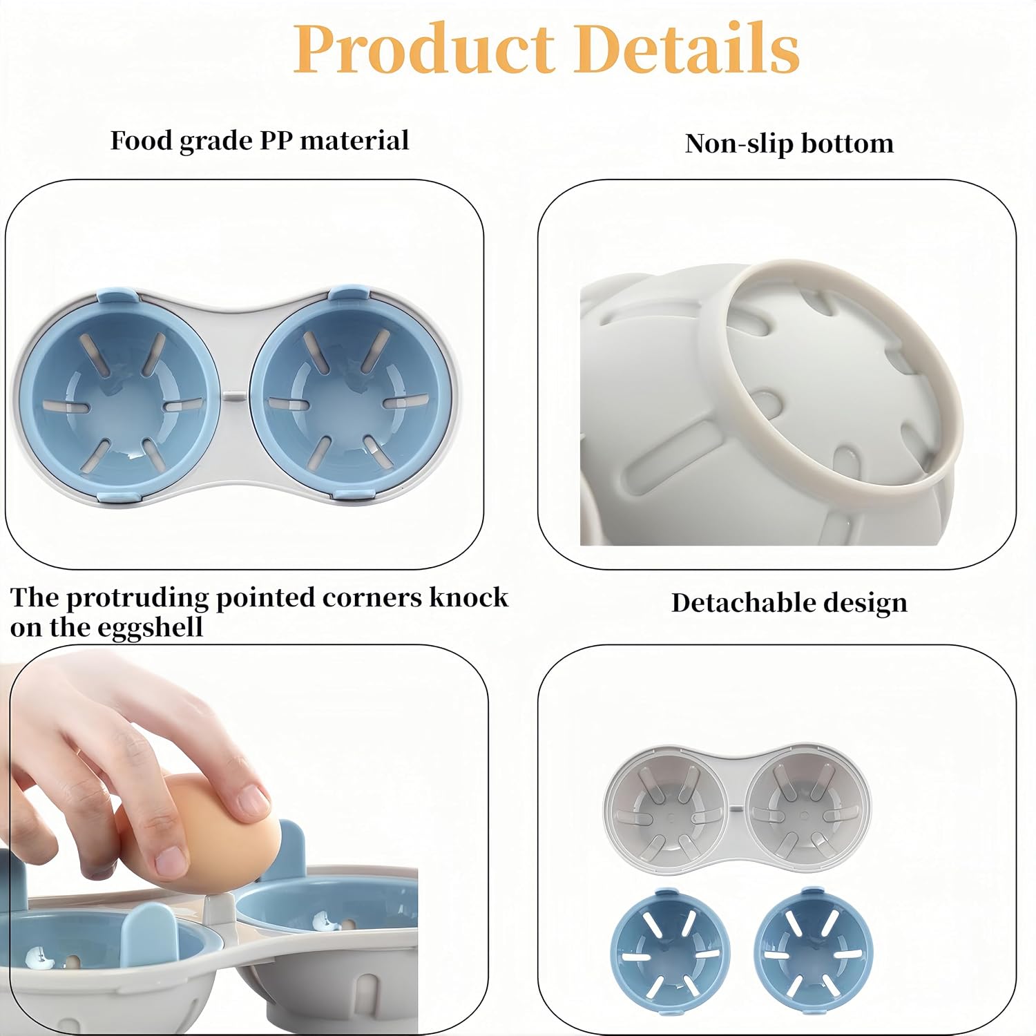 Microwave Egg Poacher, Microwave Egg Cooker,Edible Silicone Double Drain Poached Egg Cups, Kitchen Cooking Gadgets for Home Chefs