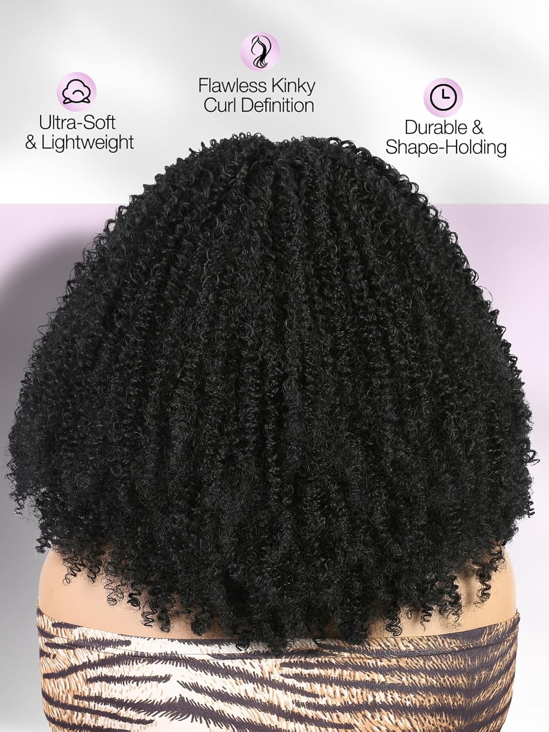 quickwig Kinky Curly Headband Wigs for Black Women Short Afro Bomb Curly Wigs Fluffy Black Curly Synthetic Wigs Wear and Go Glueless Headband Wig 150% Density Natural Black 14 Inches