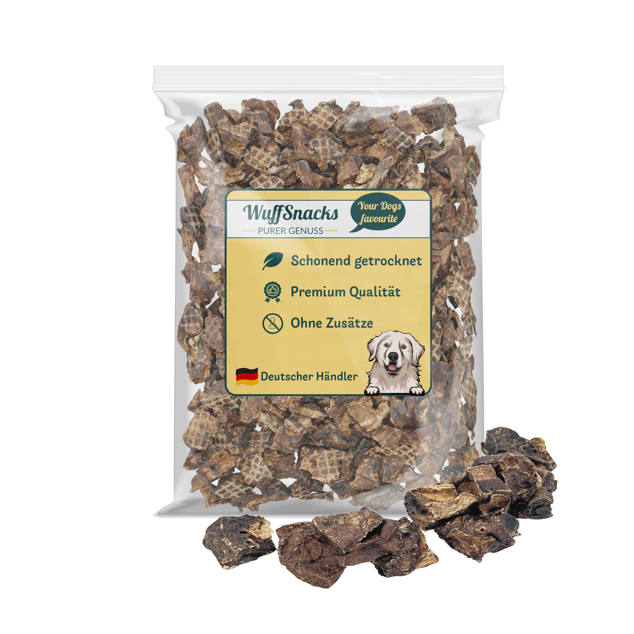 Rinderlungenwürfel für Hunde I 1kg I Rinderlunge getrocknet würfel klein I Trainingsleckerli Hund I Rinderlunge für Hunde getrocknet | fettarm I Leckerlies von Wuffsnacks