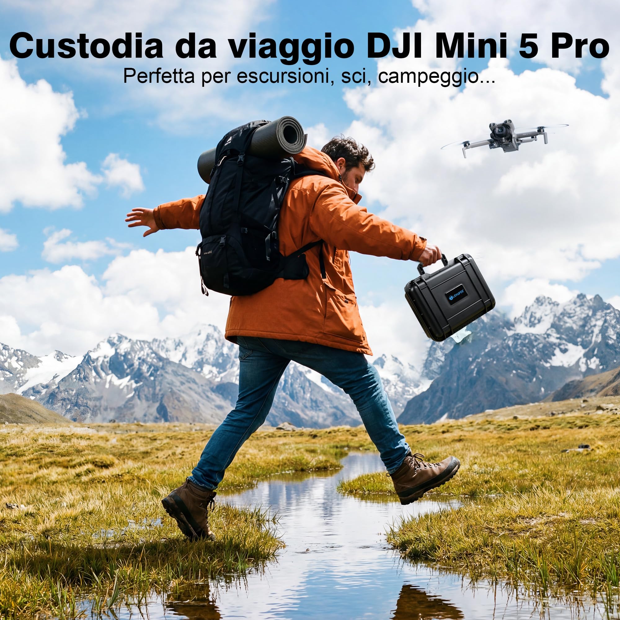 LEKUFEE Custodia Rigida Impermeabile per Trasporto per Drone DJI Lito X1,Lito 1,Mini 5 Pro/4 pro/Mini 3,DJI RC 2 / RC N3, e Accessori (Solo Custodia)