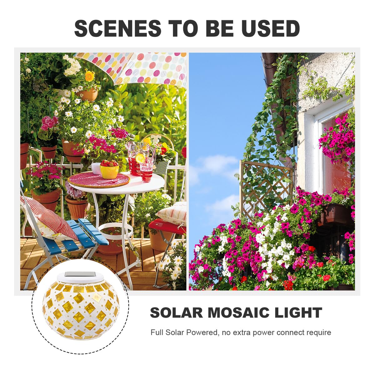 NUOBESTY Solarbetriebene LED Glaskugelleuchte Gelb, 600 Mah Ip65 | Außenbeleuchtung für Garten, Intelligentes Energiesparen, Hohe Helligkeit