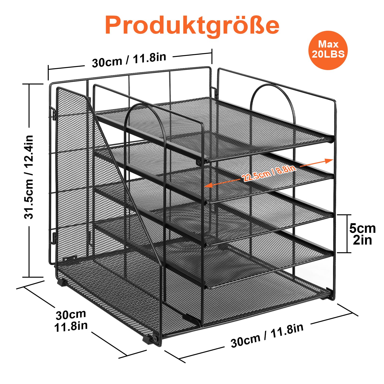 Voency Schreibtisch Organizer mit Aktenhalter, 5 Ebenen Papier Briefablage, Metall Schreibtisch Netz Ablagefächer Organizer für Arbeitszimmer Schule Office Möbel Büro Bedarf Schwarz