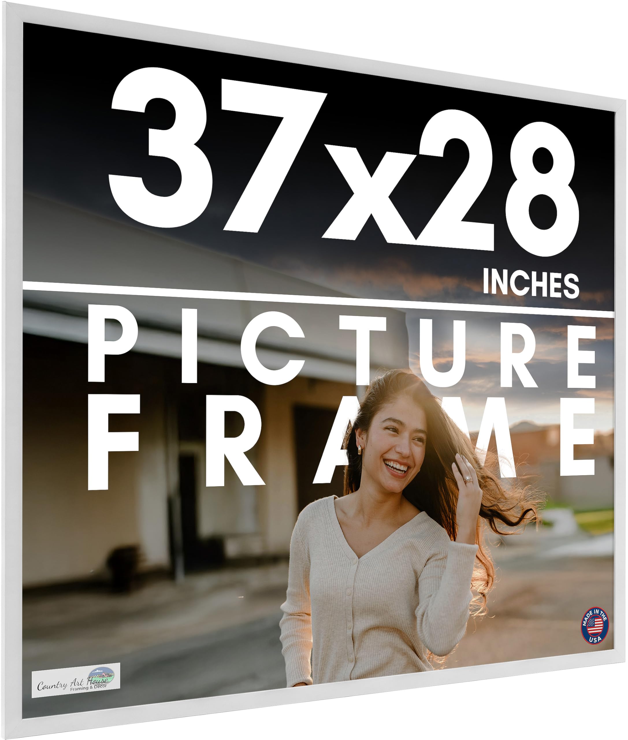 Amazon.com - 37x28 Frame White Solid Wood Picture Frame Includes