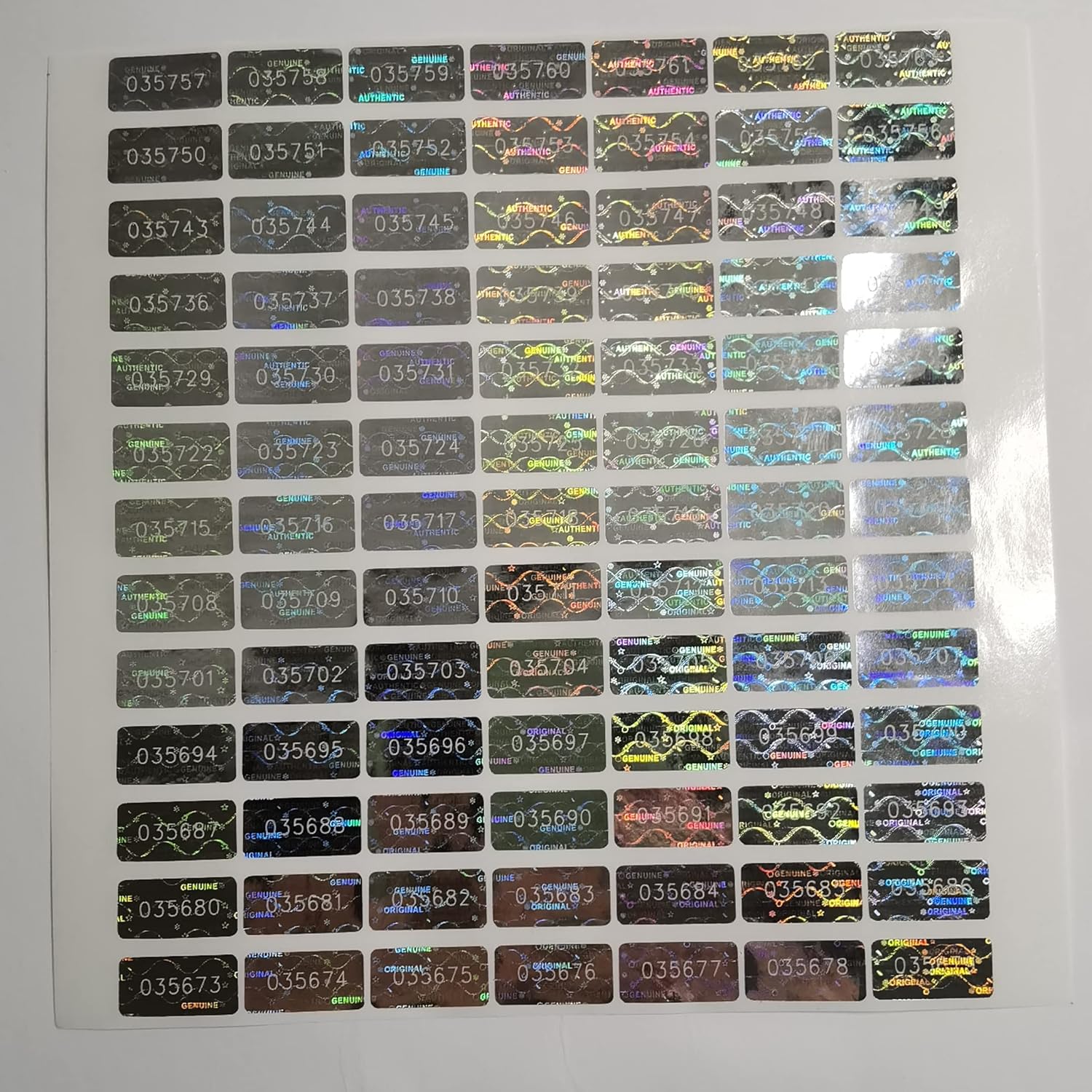 Tamper Proof Stickers Hologram Labels/Sticker High Security Tamper Evident Seal Warranty Void w/Unique Sequential Serial Numbering Original Genuine Authentic Rectangle (0.8x0.4 inch Sliver 180pcs) - Image 6