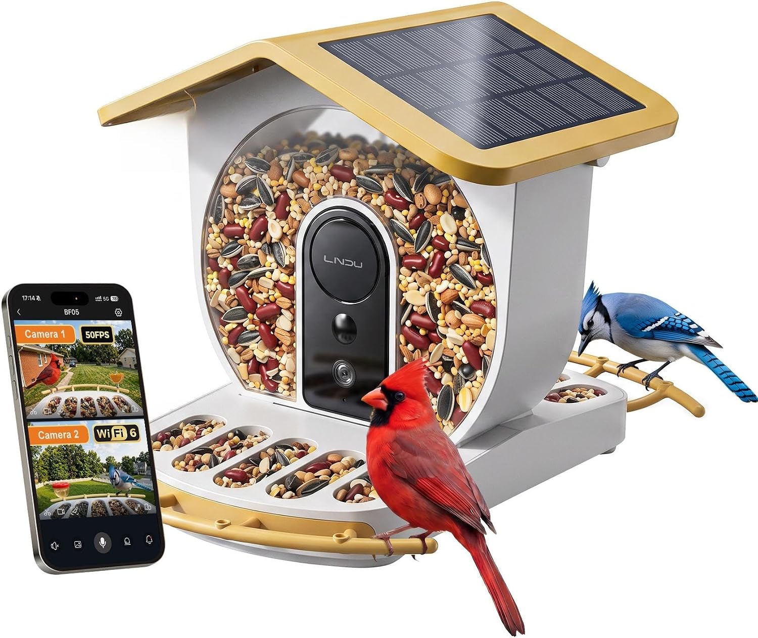 Smart Bird Feeder with Camera, Solar Powered Dual Lens Bird Feeder