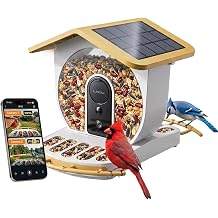 LNDU Smart Bird Feeder with Camera, Solar Powered Dual Lens Bird Feeder
