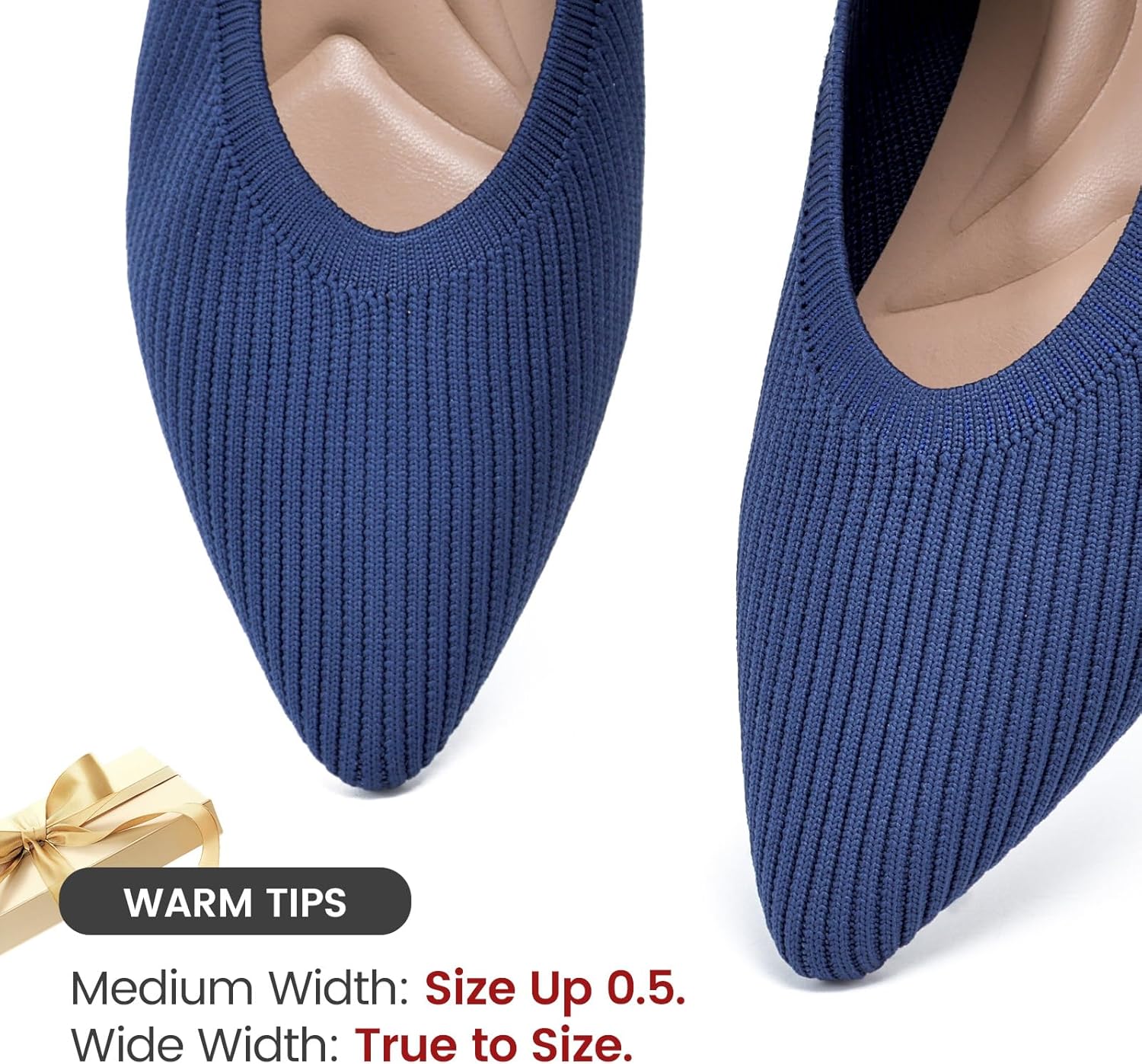 Vipost Knit Ballet Flats for Women, Pointed Toe Foldable Slip On Flats Shoes - Lightweight Breathable Dressy Flats for Work, Travel, Wedding - Image 2