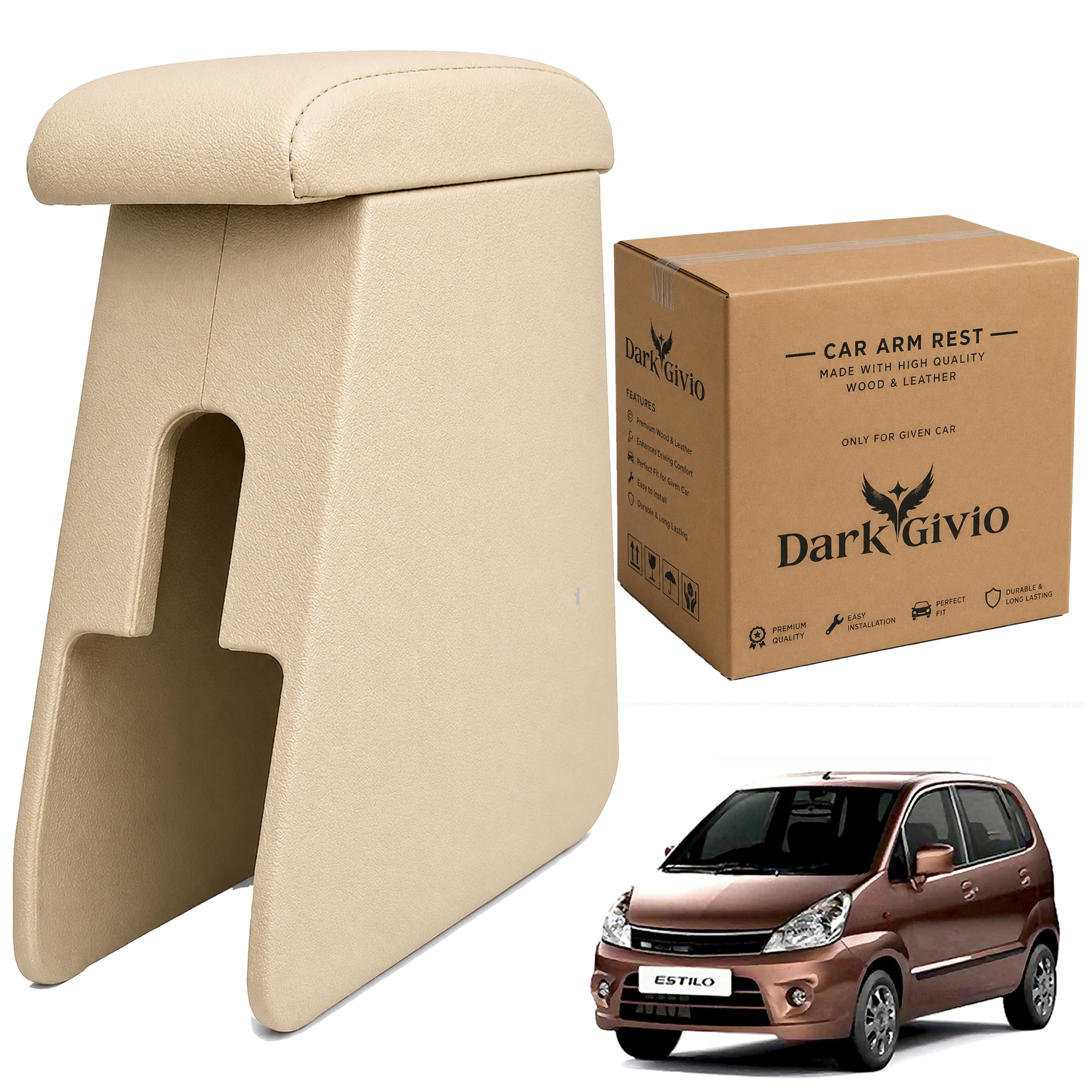 Arm Rest Compatible with ZEN ESTILO T-2 / Beige Color with Storage PU Leather Armrest Console Pad | wooden Armrest-image-8