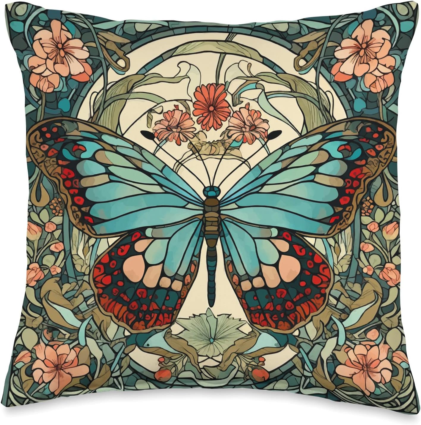 Butterfly Art Nouveau Throw Pillow