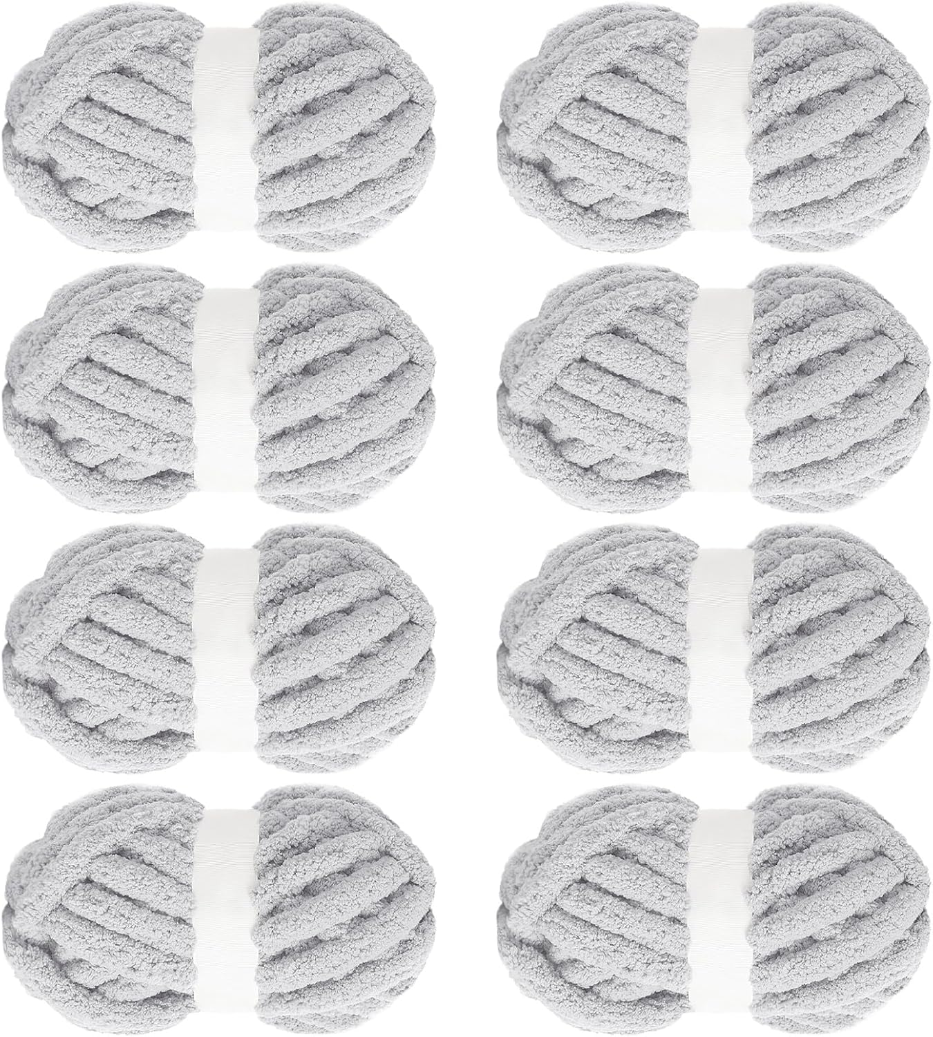 MABOZOO Chunky Yarn for Crocheting 8 Pack,Smoke Grey Fluffy Jumbo Chenille Yarn,Soft Plush Yarn Bulky,Giant Thick Fuzzy Yarn for Hand Knitting or Arm Knitting (31.7 yds,8 oz Each Skein)