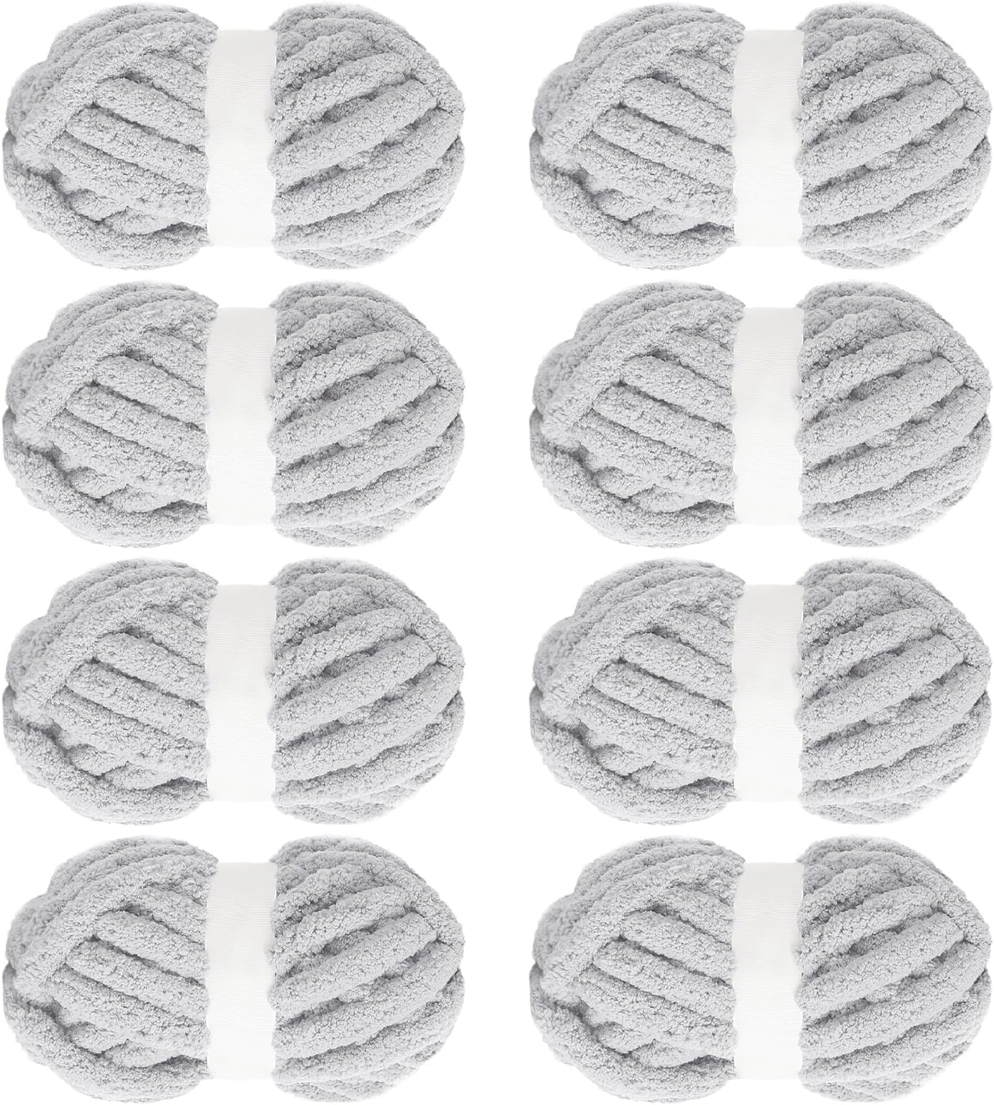 MABOZOO Chunky Yarn for Crocheting 8 Pack,Smoke Grey Fluffy Jumbo Chenille Yarn,Soft Plush Yarn Bulky,Giant Thick Fuzzy Yarn for Hand Knitting or Arm Knitting (31.7 yds,8 oz Each Skein)