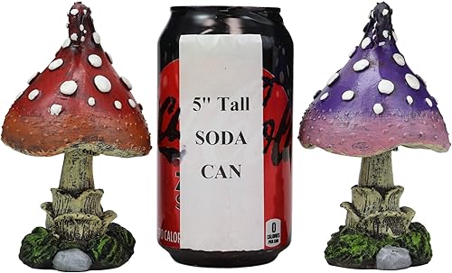 Miniatura 7 de Ebros Gift Enchanted Fairy Garden - Juego de 2 figuras de hongos en miniatura de 5 pulgadas de alto colorido para tu hogar, minihadas,