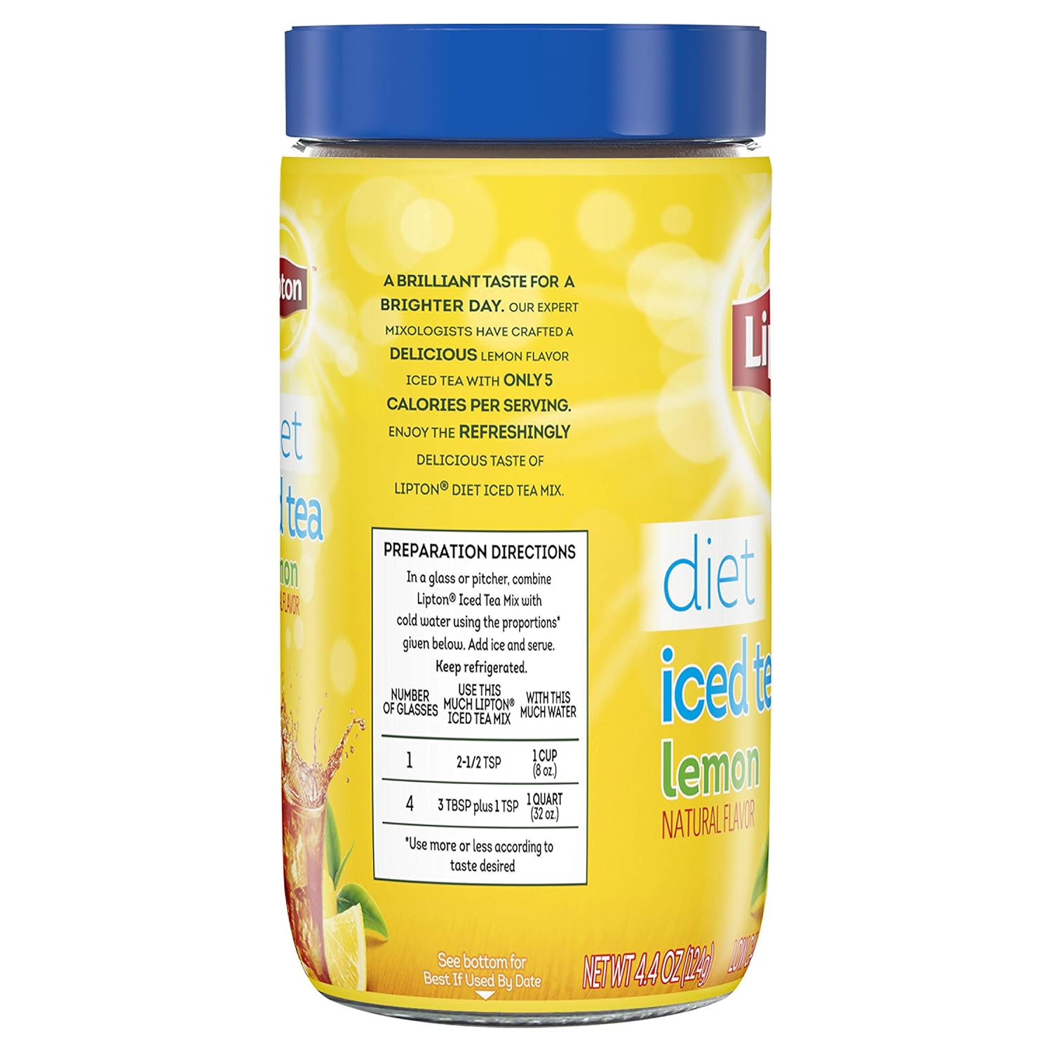 Lipton Black Iced Tea Mix Diet Lemon 15 qt, 4.4 oz.