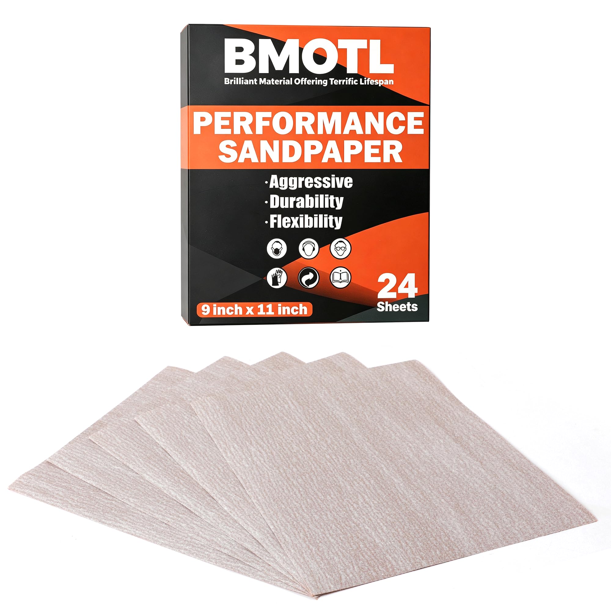 Aluminum Oxide Sandpaper Sheets - 24 Pack -10