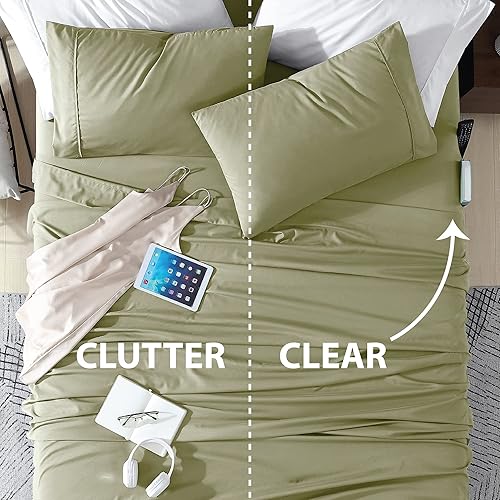 Miniatura 2 de Swift Home Smart Sheets - Juego de sábanas de microfibra cepillada ultrasuave, 3 piezas, sábana bajera con bolsillos laterales de almacenamiento,