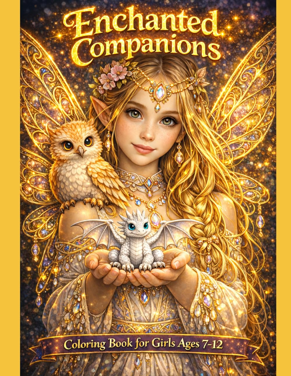 Enchanted Companions: A Magical Fantasy Coloring Book with Fairies, Mermaids,Elf Girls and Enchanted Animal Companions for Girls Ages 7-12 (Enchanted Coloring Book)