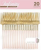 Vista 23 de PlasticPro 20 tenedores de plástico dorado y negro, de alta calidad, resistentes, desechables, elegantes, cubiertos de dos tonos para fiesta