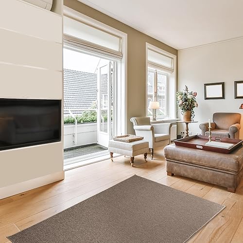 Furnish my Place Alfombra moderna para interiores y exteriores, color marrón liso, alfombra para cuarto de bebé, alfombra moderna para sala de