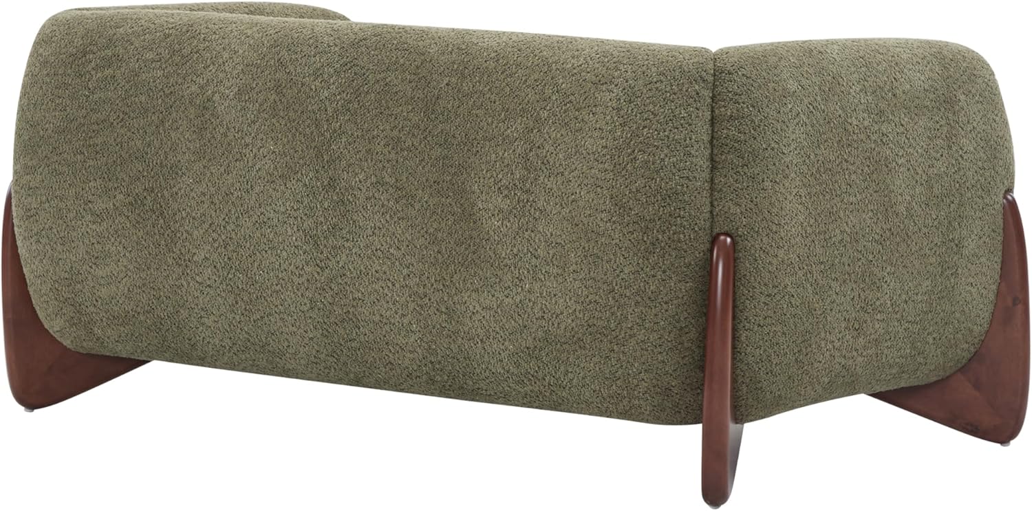 Christopher Knight Home Alma 63" Boucle Loveseat with Wood Legs, 2 Seater Sofa Couches for Living Room, Upholstered Couch Chair, Soft Seating Lounge Sofa Chair, Cozy Loveseat with Armrest, Olive Green Olive-green