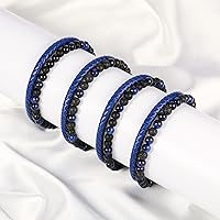 Vista 8 de LUXEJEW Gifts for Men - Mens Bracelet, Beaded Leather Bracelets for Men 6mm Tiger Eye Lava Rock Stone Handmade Bracelets Adjustable Stainless Steel