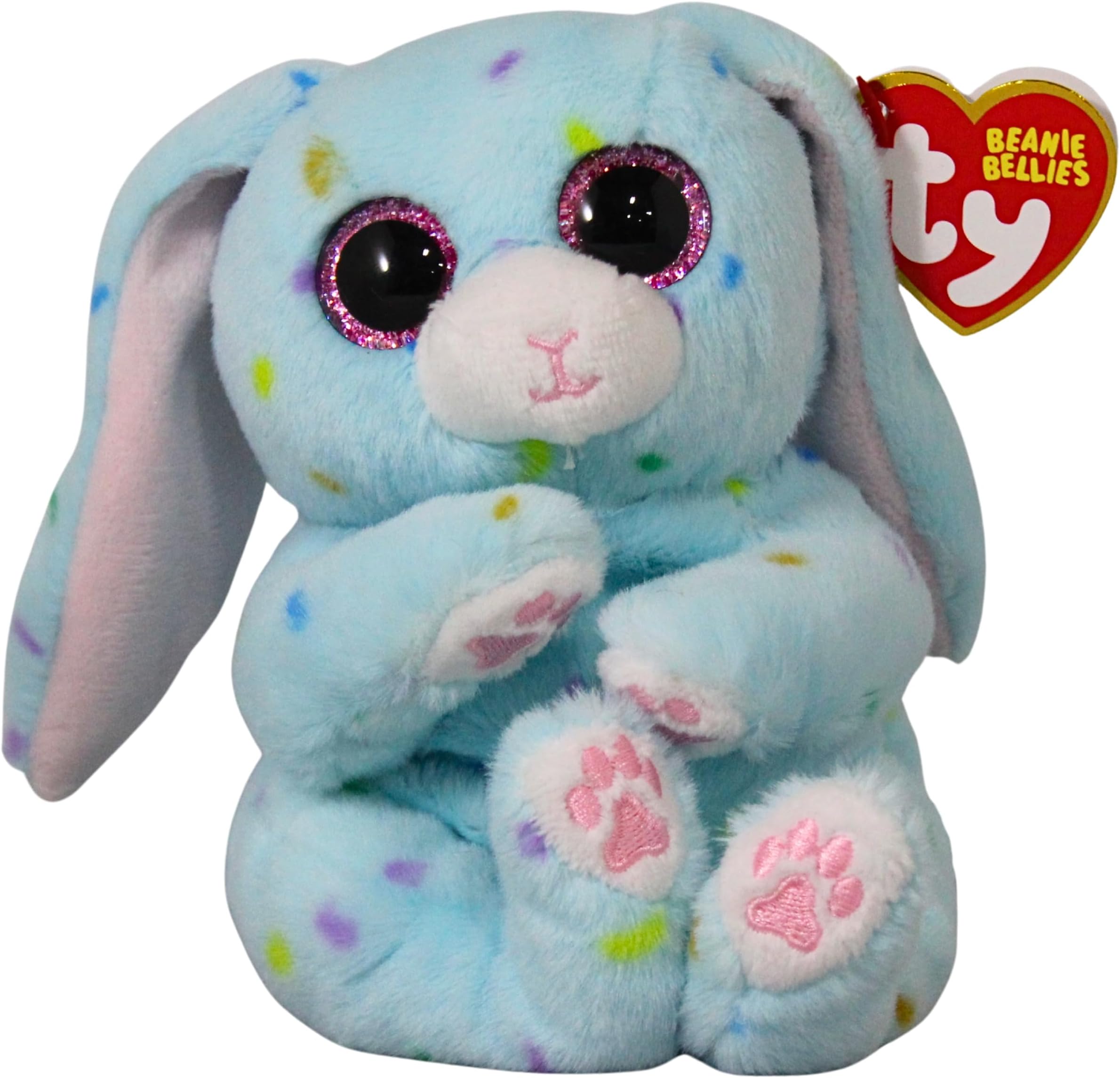 Ty Beanie Bellies Skippy the Easter Bunny Light Blue with Pink Glitter Eyes, Cuddly Plush Toys with Soft Tummy, Easter, 20 cm, T41515