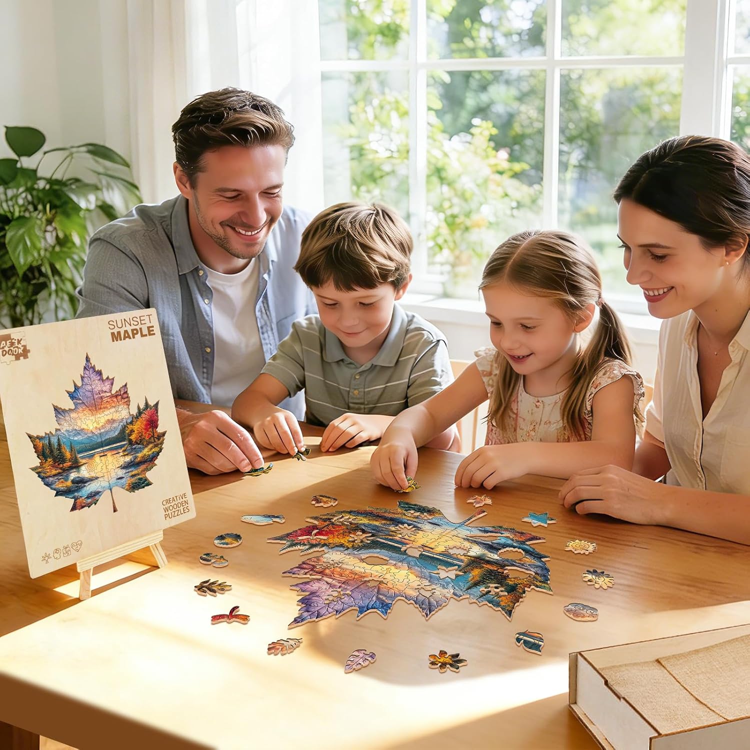 Wooden Puzzles for Adults - Maple Sunset Wooden Jigsaw Puzzles for Adults -Cool Puzzle with Unique Animal Shape - Fathers Day Decor Gifts Idea for Dad (11.4 * 10.6in -200 Pieces)