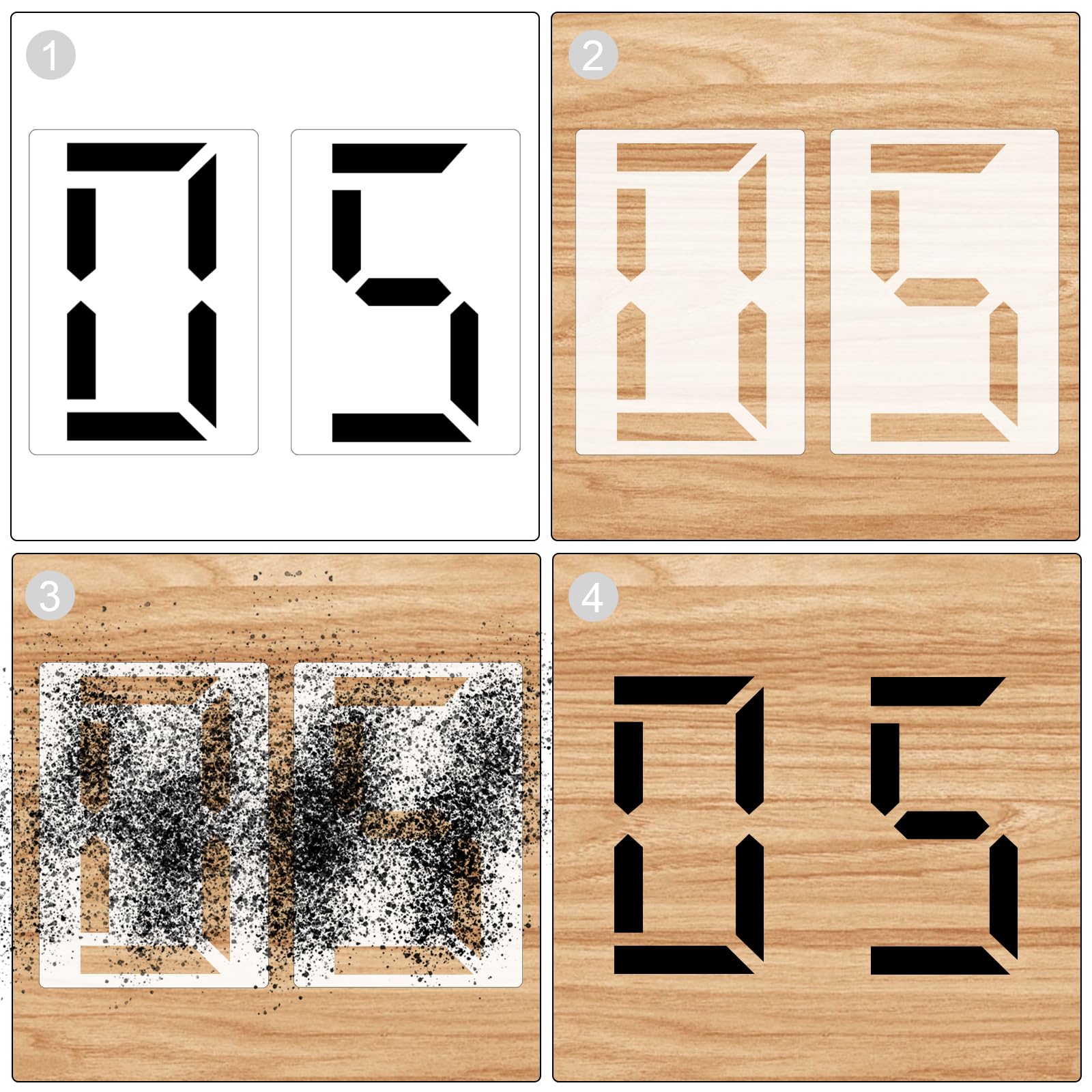 Stencil Numeri Grandi 0-9 Riutilizzabili - 10 Pezzi Per Pittura Su Pareti, Legno E Strade - Foto 2