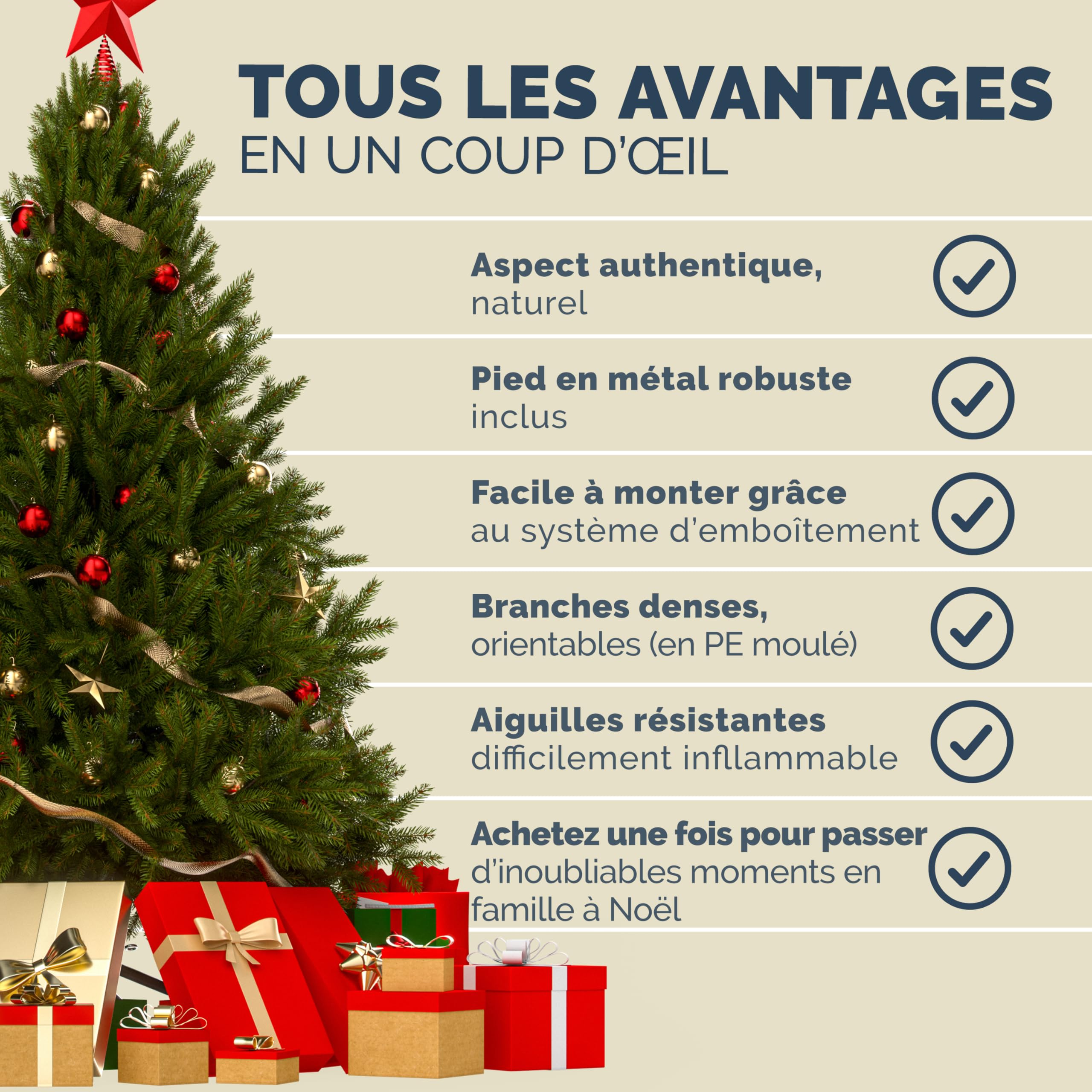 CASARIA® Sapin de Noël Artificiel 140 cm Vert Pied métal 470 Branches PE Imitation Parfaite décoration de noël fêtes Arbre de noël réutilisable
